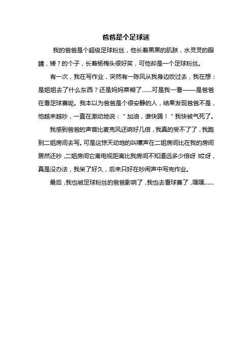 三年级作文：爸爸是个足球迷作文300字