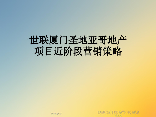 世联厦门圣地亚哥地产项目近阶段营销策略
