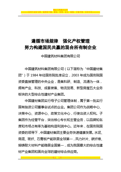 中国建材集团产权工作会议交流材料