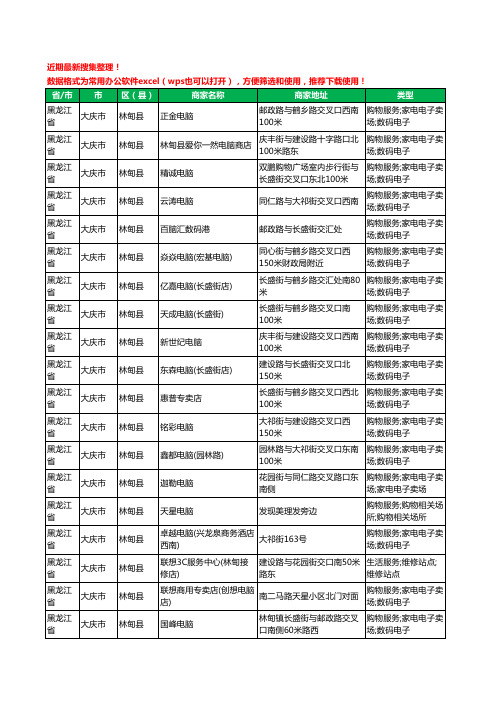 2020新版黑龙江省大庆市林甸县电脑工商企业公司商家名录名单黄页联系方式电话大全33家