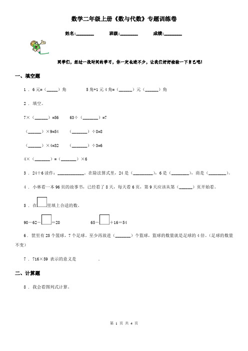 数学二年级上册《数与代数》专题训练卷