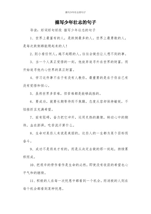 描写少年壮志的句子