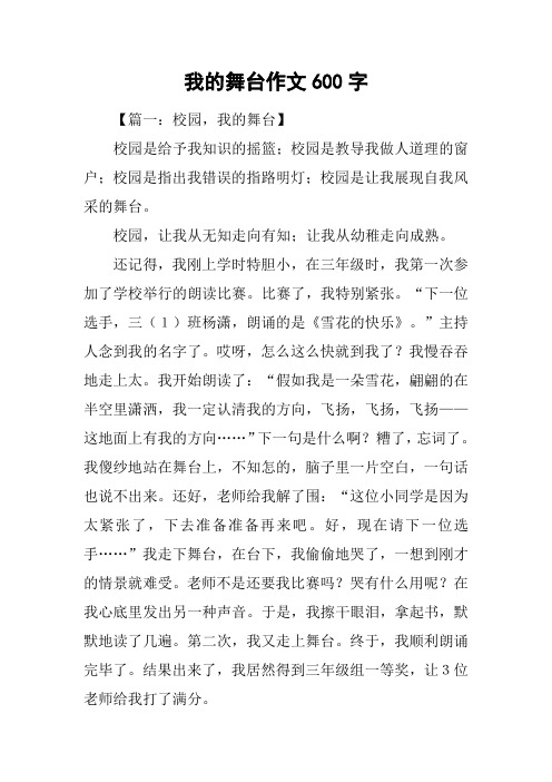 我的舞台作文600字