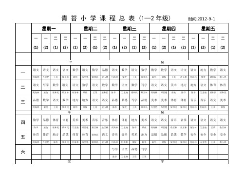 青 苔 小 学 课 程 总 表