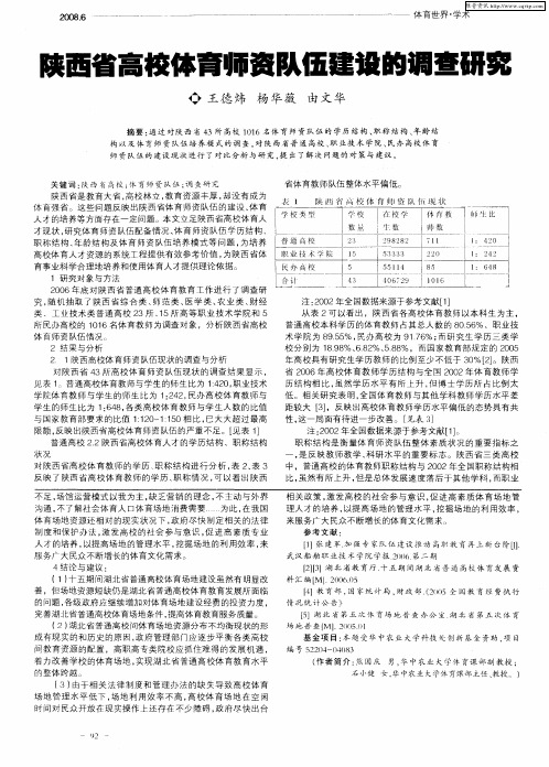 陕西省高校体育师资队伍建设的调查研究