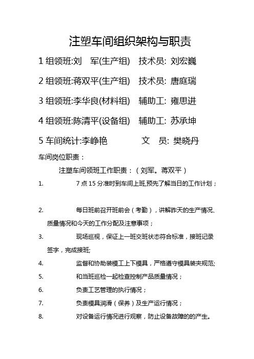 注塑车间组织架构与职责