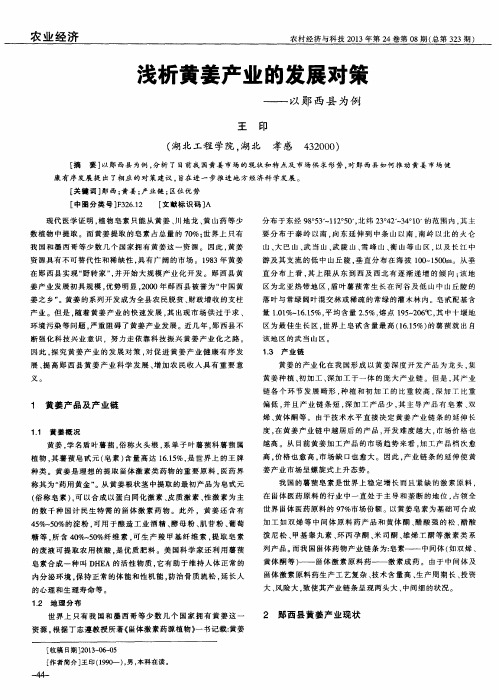 浅析黄姜产业的发展对策——以郧西县为例