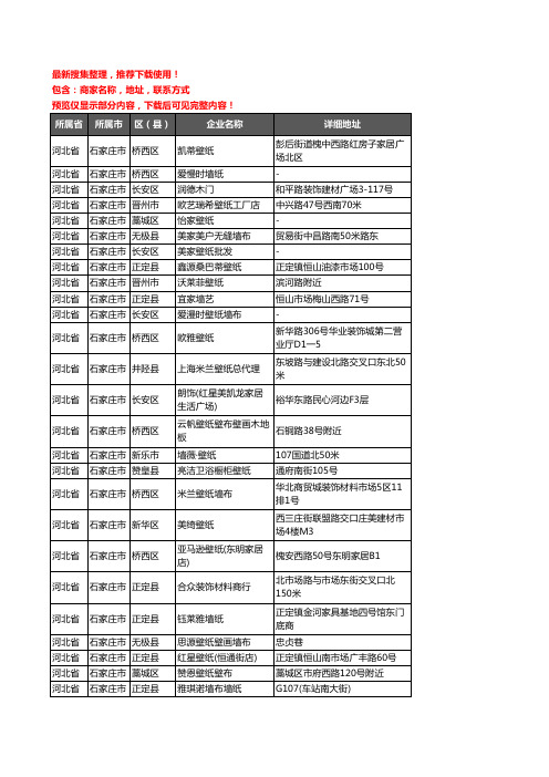 新版河北省石家庄市墙布企业公司商家户名录单联系方式地址大全536家