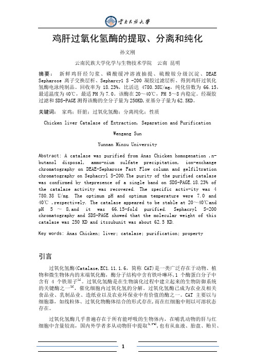 鸡肝过氧化氢酶的提取、分离和纯化