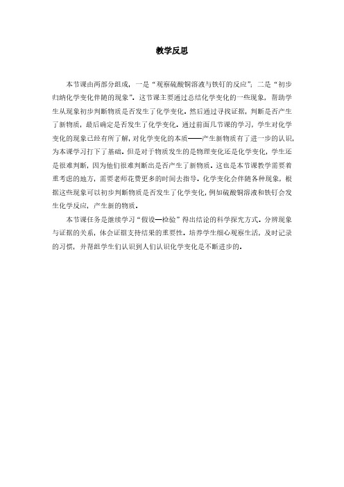 六下科学2-6《化学变化伴随的现象》教学反思
