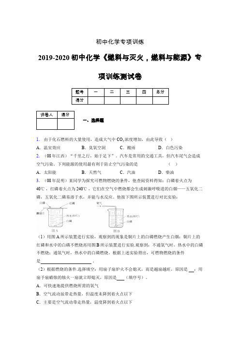 2019-2020学年初中化学《燃料与灭火,燃料与能源》专项训练模拟测试(含答案) (70)