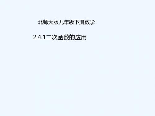 山东省济南市槐荫区九年级数学下册 第2章 二次函数 2.4 二次函数的应用 2.4.1 二次函数的应用 (新版)北师