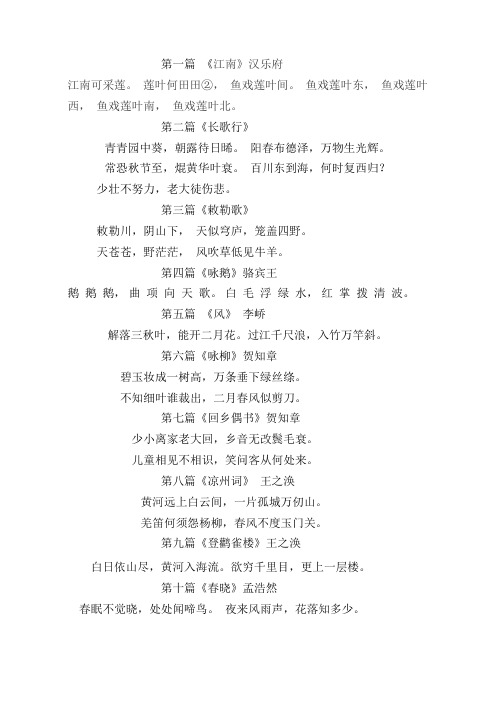 小学生必背古诗文75篇