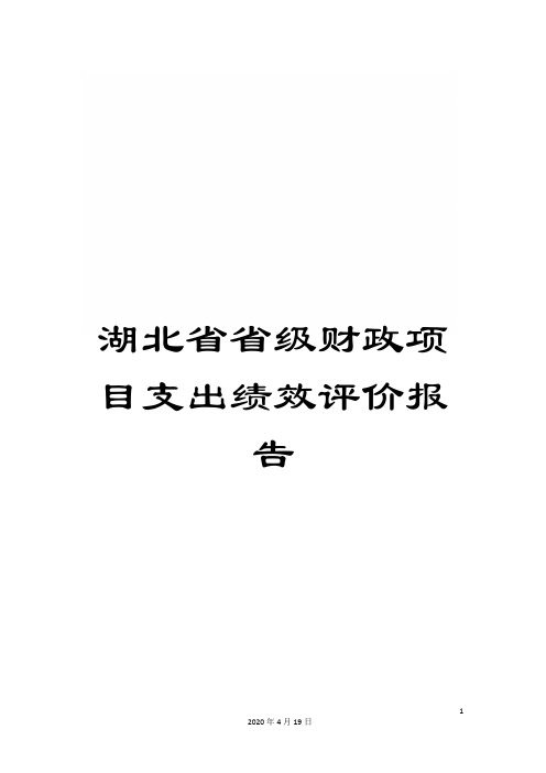 湖北省省级财政项目支出绩效评价报告范文