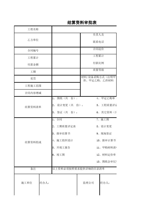 结算资料审批表