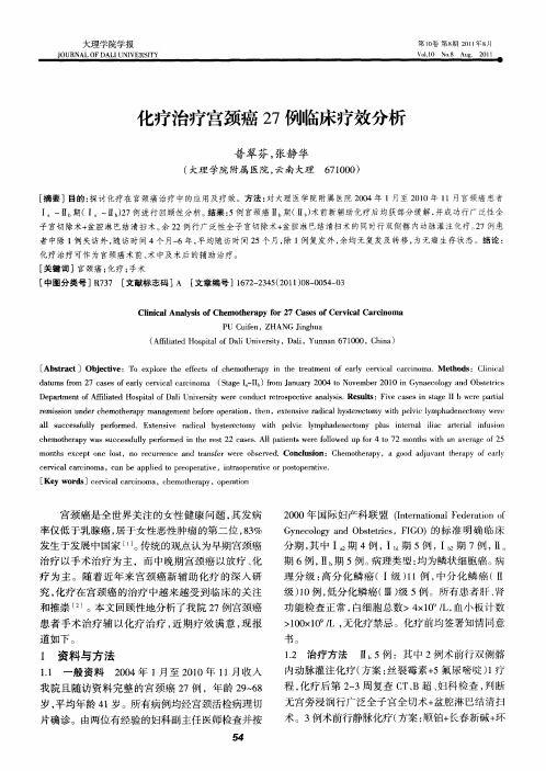 化疗治疗宫颈癌27例临床疗效分析