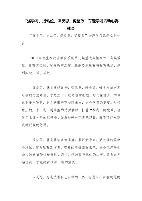 “强学习、提站位、深反思、促整改”专题学习活动心得体会【精品范文】_0