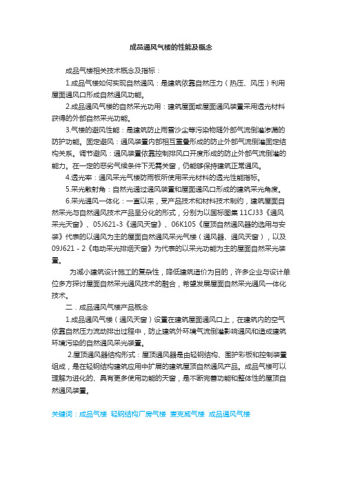 成品通风气楼概念及性能