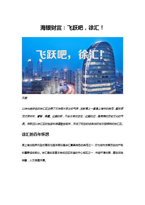 海银财富：飞跃吧,徐汇!