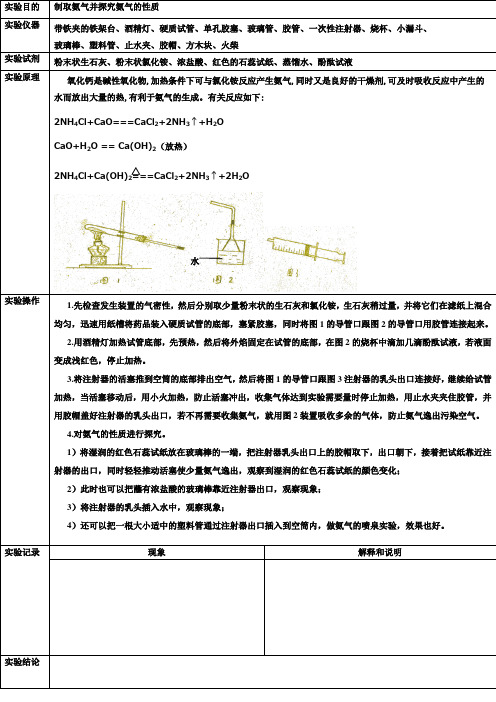 氨气的制取 和性质