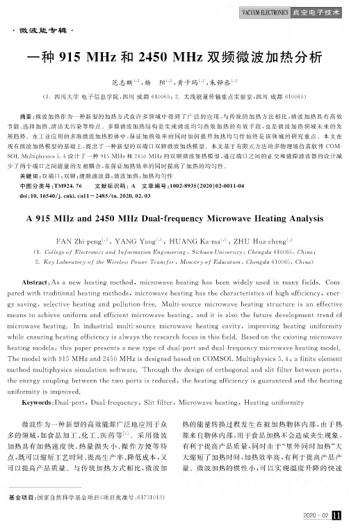 一种915 mhz和2450 mhz双频微波加热分析