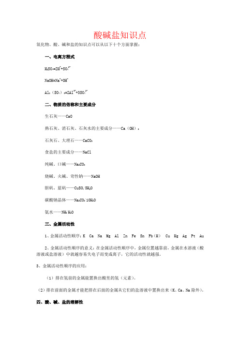 酸碱盐知识点