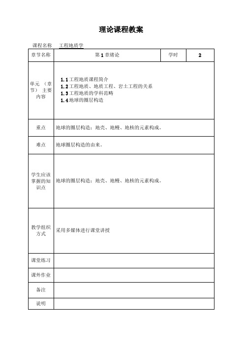 完整版工程地质学教案