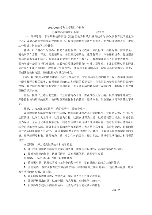 2017-2018学年上学期工作计划