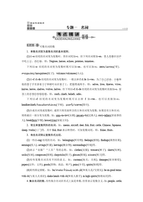 高考英语大一轮增分计划之语法专项提升讲义：专题一.docx
