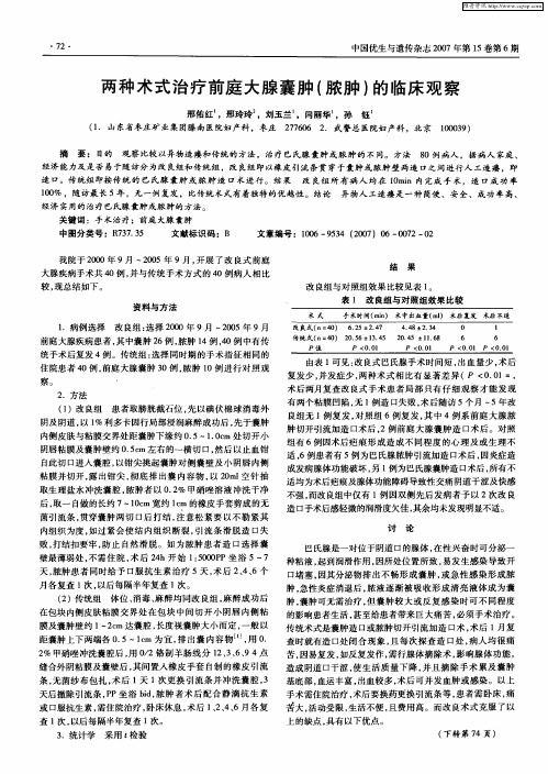 两种术式治疗前庭大腺囊肿(脓肿)的临床观察