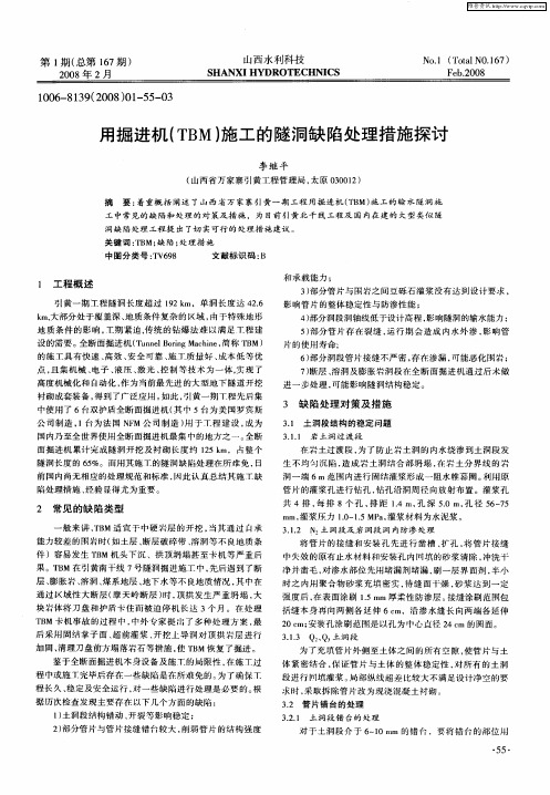 用掘进机(TBM)施工的隧洞缺陷处理措施探讨