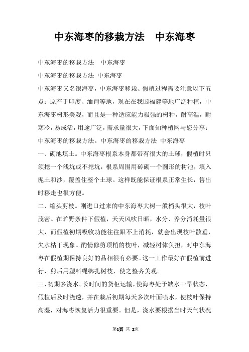 中东海枣的移栽方法  中东海枣