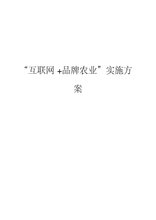 “互联网品牌农业”实施计划方案