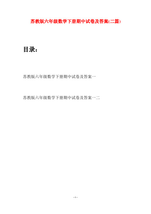 苏教版六年级数学下册期中试卷及答案(二套)