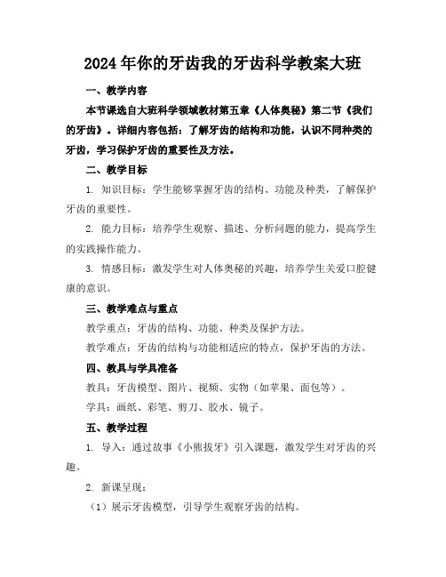 2024年你的牙齿我的牙齿科学教案大班