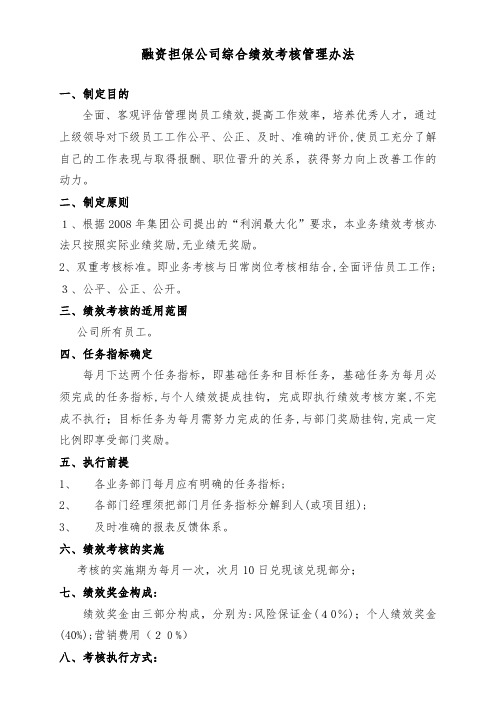 融资担保公司绩效考核办法