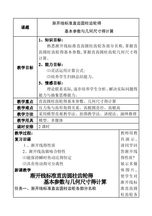 渐开线标准直齿圆柱齿轮的基本参数和