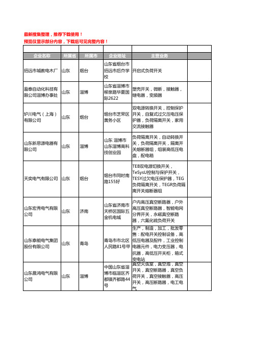 新版山东省负荷开关工商企业公司商家名录名单联系方式大全23家