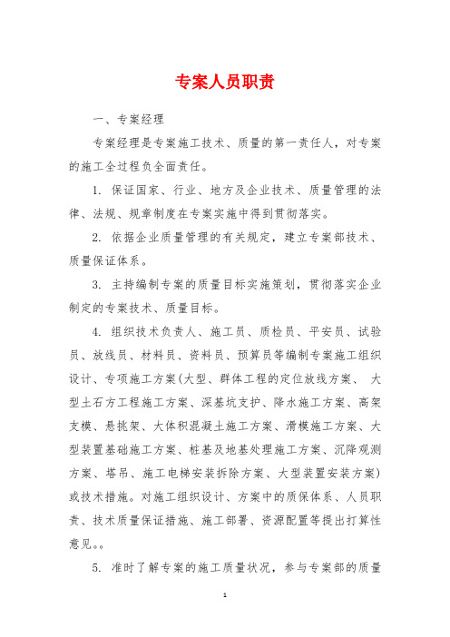 专案人员职责