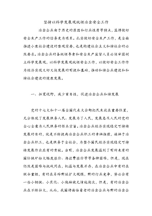 坚持以科学发展观统领冶金安全工作.doc