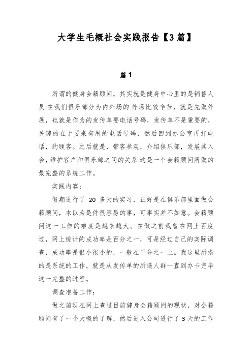 大学生毛概社会实践报告【3篇】