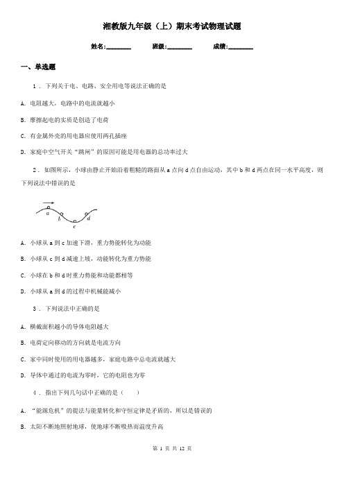 湘教版九年级(上)期末考试物理试题新编