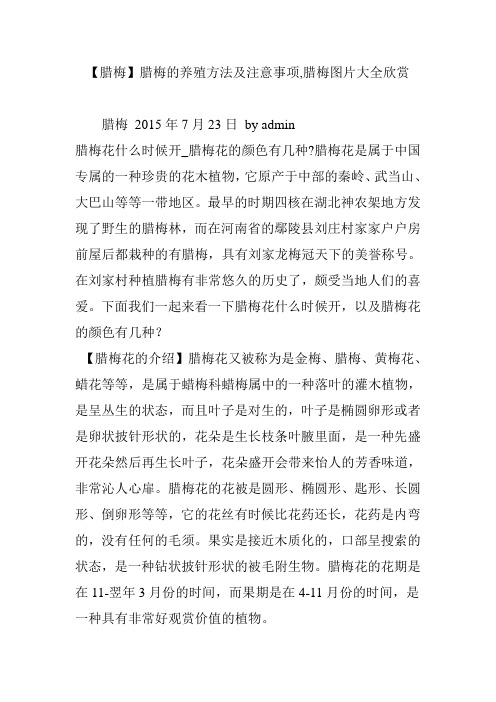 【腊梅】腊梅的养殖方法及注意事项,腊梅图片大全欣赏