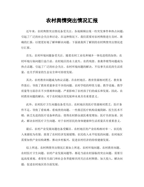 农村舆情突出情况汇报