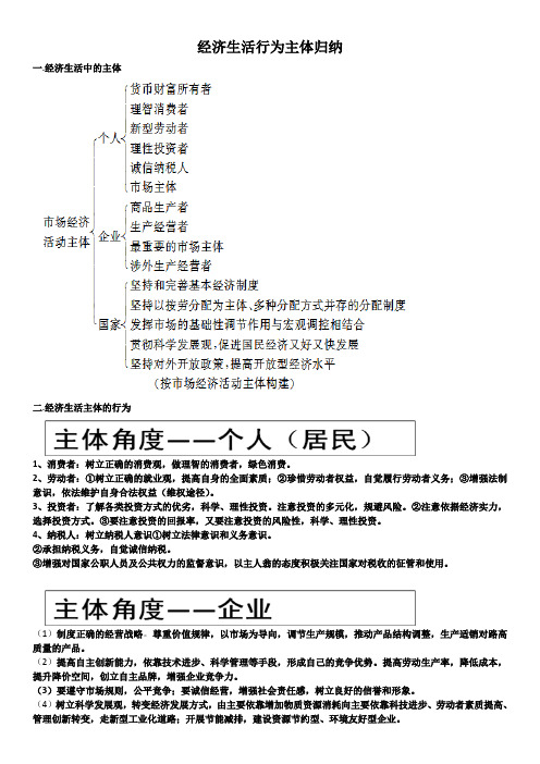 经济生活行为主体归纳