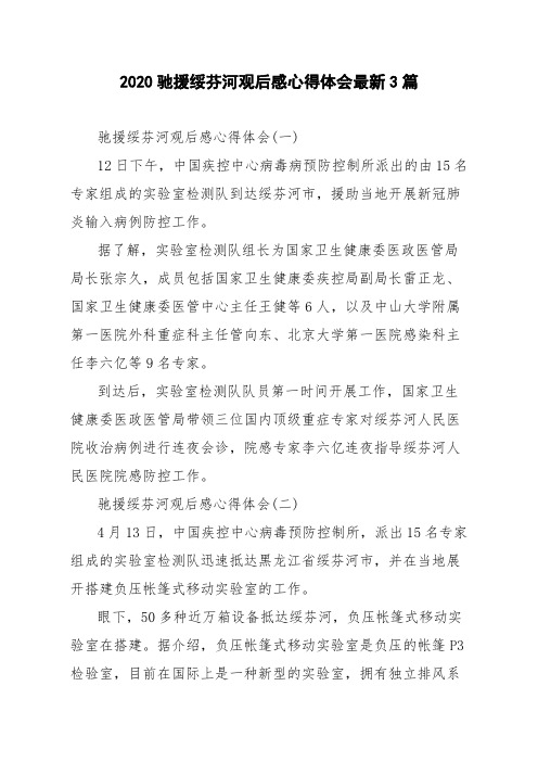 2020驰援绥芬河观后感心得体会最新3篇