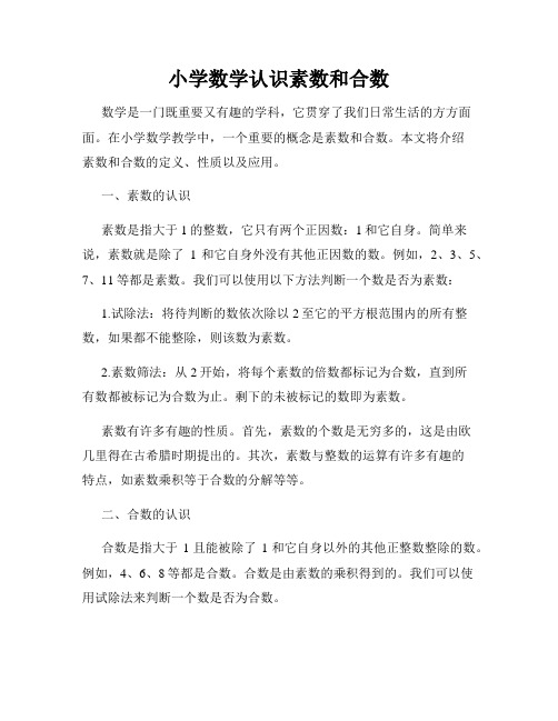 小学数学认识素数和合数