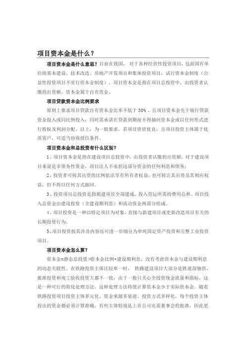 项目资本金是什么