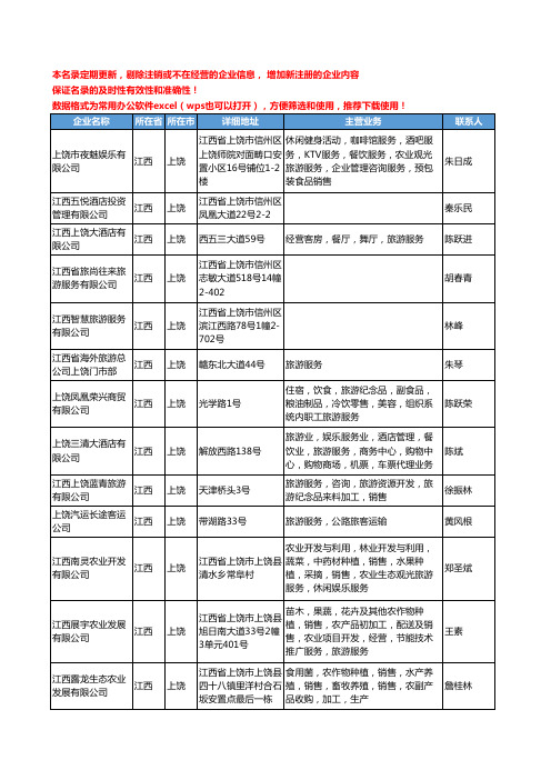 2020新版江西省上饶旅游服务工商企业公司名录名单黄页联系方式大全59家