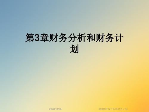 第3章财务分析和财务计划